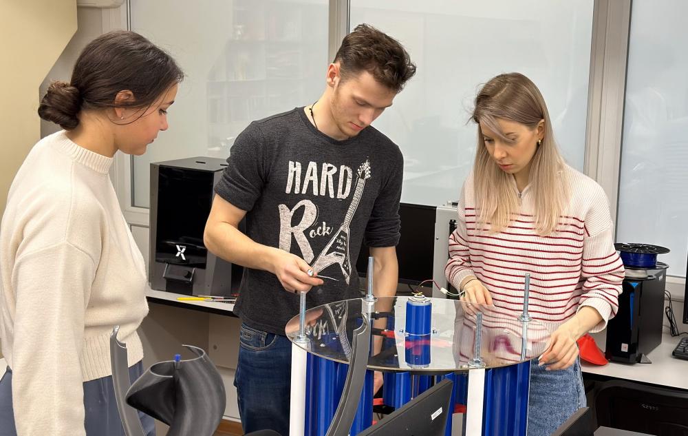 A solar lantern with a wind generator was developed by students of NSTU-NETI