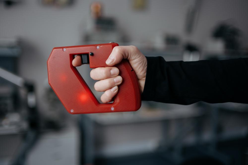 A device for the blind people orientation on the terrain has been improved at NSTU-NETI